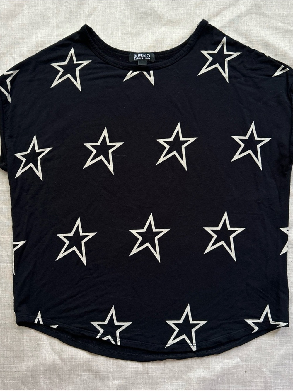 Buffalo David Bitton Black Tee with White Star Print